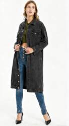 Womens Long Denim Jacket Slim Fit