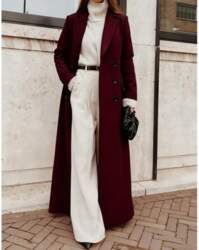 Womens Long Wool Blend Coat Winter