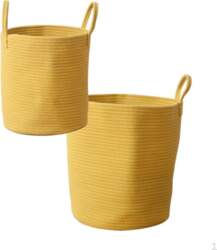 2Size Yellow Rope Handle Storage Basket