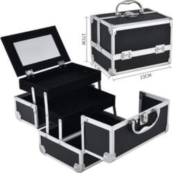 3 Trays Makeup Train Case, Lockable