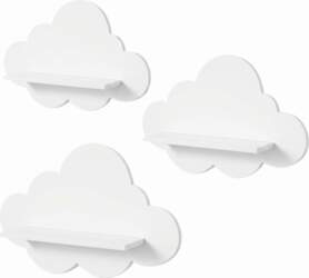 3Pcs Cloud-shaped Modern Wall Bookshelf Multifunctional