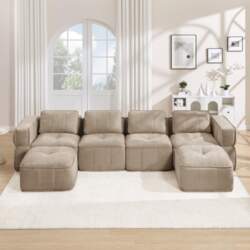 4-Seater U-Shaped Modular Sofa Without Frame