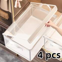 4pcs Clear PVC Storage Boxes with