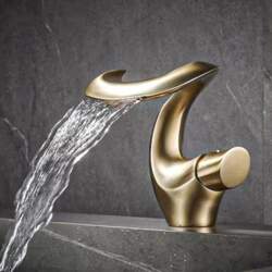 Brass Waterfall Bathroom Basin Faucet Deck