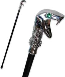 Bright Silver Cobra Head Walking Stick