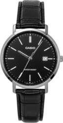 Casio Analog Leather Strap Black Dial