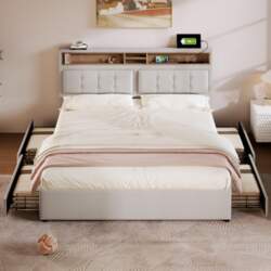 Double Bed with 4 Drawers &