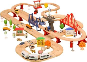 Double Layer Wooden Train Track Set