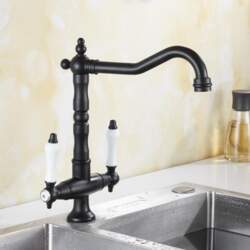 Dual Handle Kitchen Faucet Deck Mounted