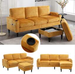 Elegant Sofa with Ottoman & Storage