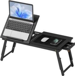 Foldable and adjustable bed table, bamboo