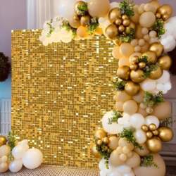 Gold Shimmer Wall Backdrop, 24Pcs Square