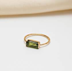 Green Peridot Stacking Ring, 925 Sterling