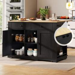 Kitchen island, kitchen cart with socket
