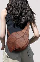 Leaf Shaped Sling Backpack Genuine Leather
