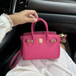 Lychee pattern platinum bag mini leather