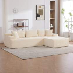 Modular compression sofa made of chenille