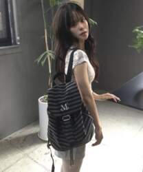 Mucent Stripe Mini Backpack Unisex Black