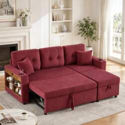 Multifunctional corduroy sofa with storage &