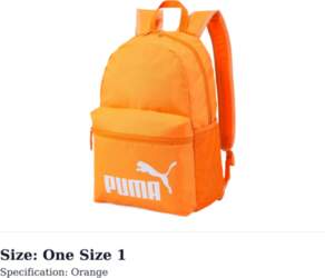 PUMA Polyester Backpack Regular Womens Orange