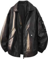 Retro Washed Men`s Leather Jacket, Windproof
