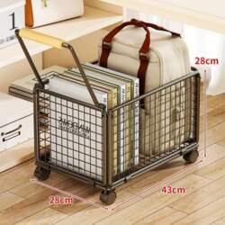 Rolling Book Basket on Wheels, Multi-Functional