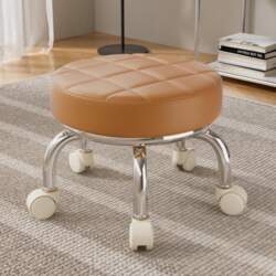 Round Low Stool with Wheels: Silent