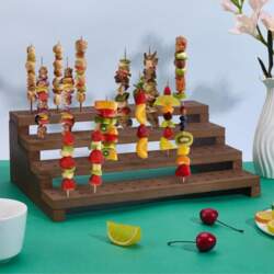 Solid Wood Skewer Rack: Multi-Layer BBQ