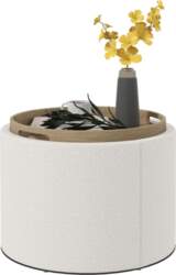 Stool Upholstered Stool, Linen, Hidden Storage