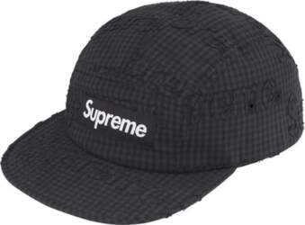 Supreme Monogram Gingham Camp Cap Black
