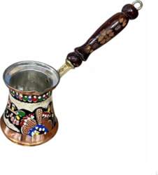 Turkish Coffee Pot Copper Engraved Enamel