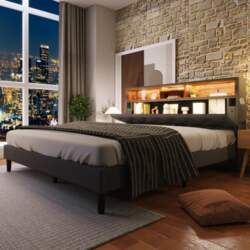 Upholstered bed double bed storage headboard