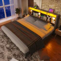 Upholstered Bed Double Bed Storage Headboard