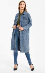 Womens Long Denim Jacket Slim Fit