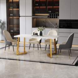 117x68cm Dining Table, Metal Frame, Rectangular