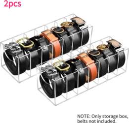 2-Pack Belt Storage Box 7-Grid Acrylic