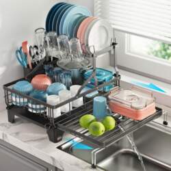 2-Tier Expandable Dish Drying Rack for