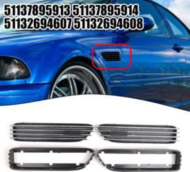2PC Silver Black Side Grill Fender