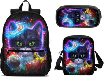 3pcs 2D Flat Casual Backpack Shoulder