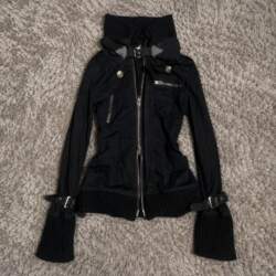 Black Zip-Up Stand Collar Long Sleeve