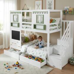 Bunk Bed, With Small Pegboard Area