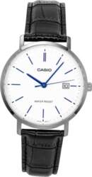 Casio Analog Leather Strap White Dial