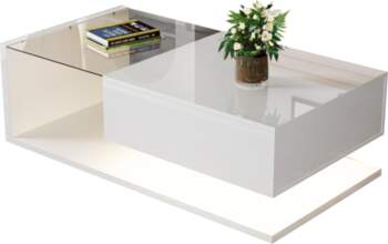 Coffee Table, High Gloss White. Side