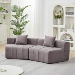 Curved Chenille Sofa Module with 2