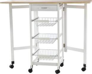 Drop-Leaf Kitchen Cart Trolley w/ 3