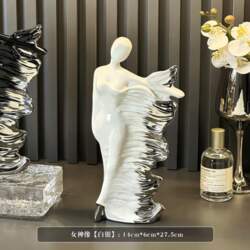 Elegant Ceramic Goddess Sculpture Silver Gradient
