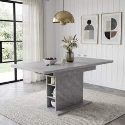Extendable dining table with storage, rectangular