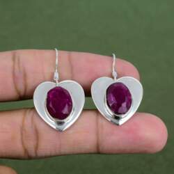 Faceted Kashmir Ruby Earring 925 Sterling