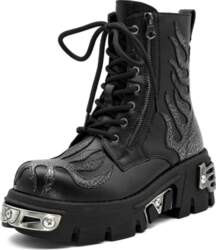 Flame Punk Platform Combat Boots Unisex
