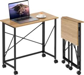 Folding Desk with Wheels, Space-Saving, Steel